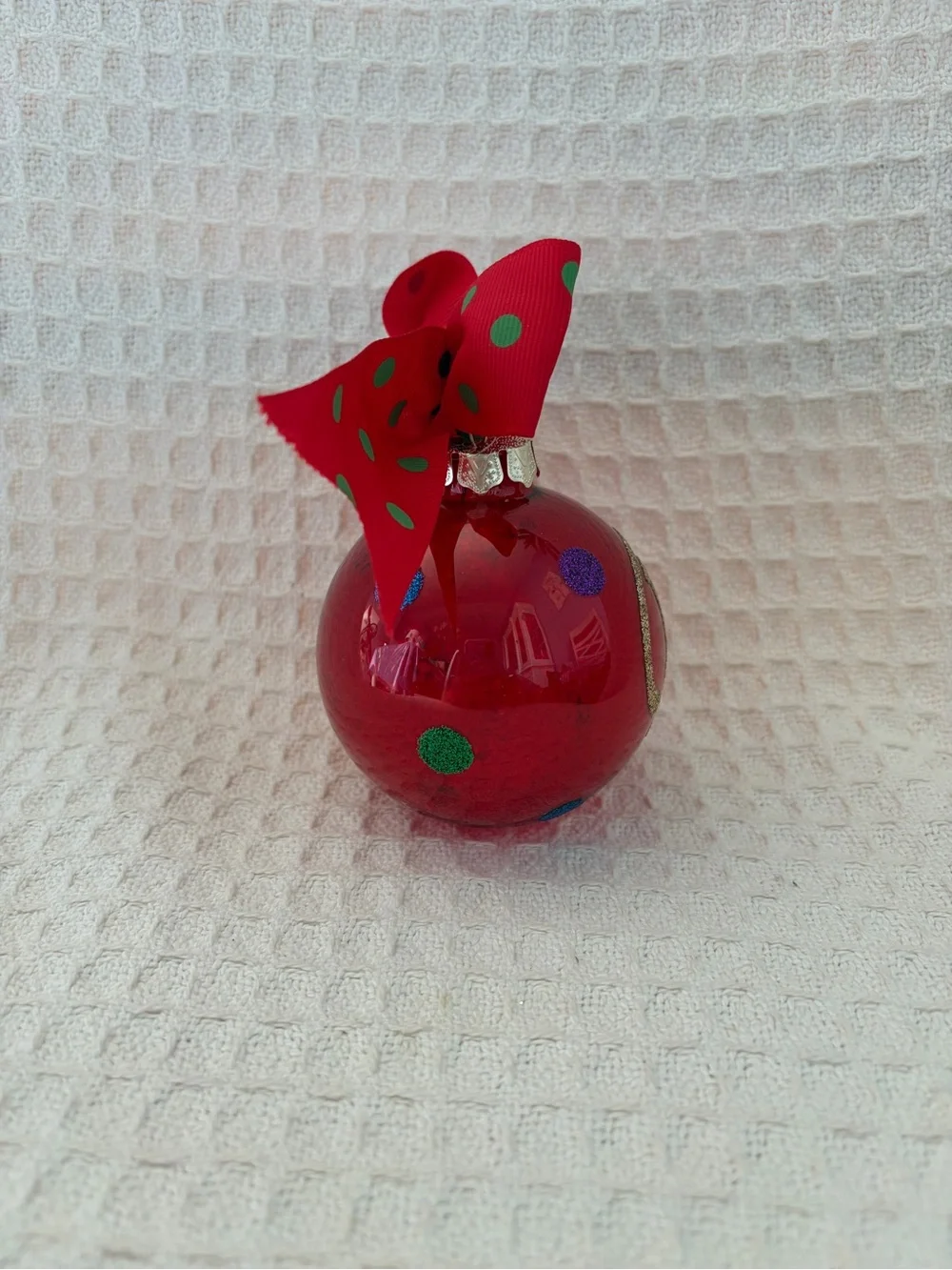 The Christmas Tree Shops Monogram P Red Glitter Ornament With Polka Dots & Bow